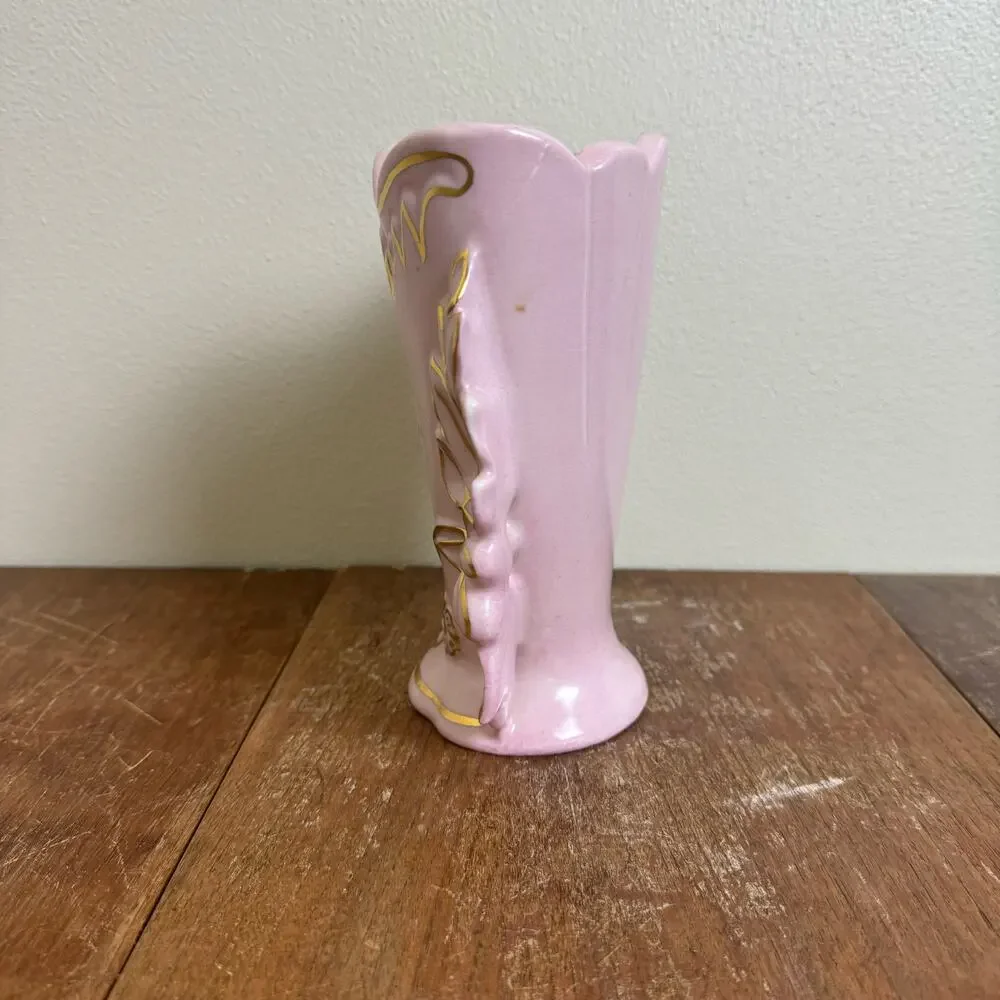 Vintage Osborne Bone China hand painted 22K‎ Gold accent Floral Pink Vase - Picture 4 of 8